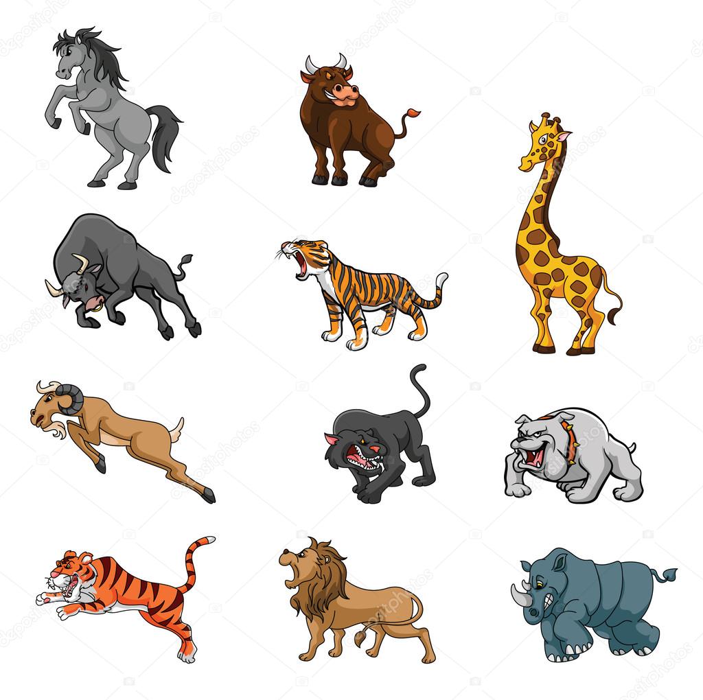 Funny Animal Cartoon Collection Stock Vector Image by ©indomercy2012