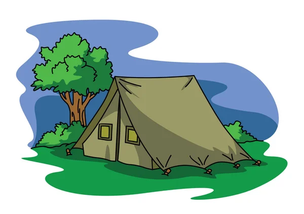 Tent camp in the woods — Stock Vector