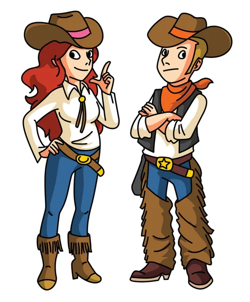 Pareja de vaqueros — Vector de stock