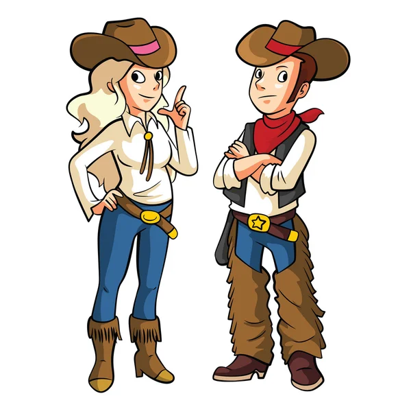 Couple Cowboy — Stock Vector