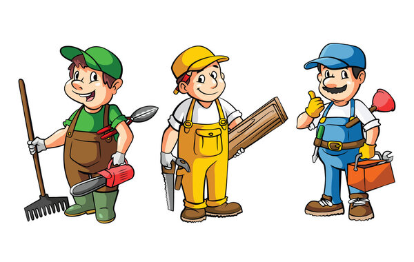 Worker Set : Gardener,Carpenter And Plumber