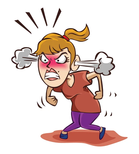 Angry woman on white — Stock Vector