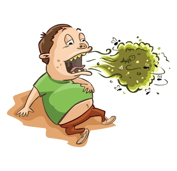 Man bad breath and full stomach Royalty Free Stock Illustrations. 