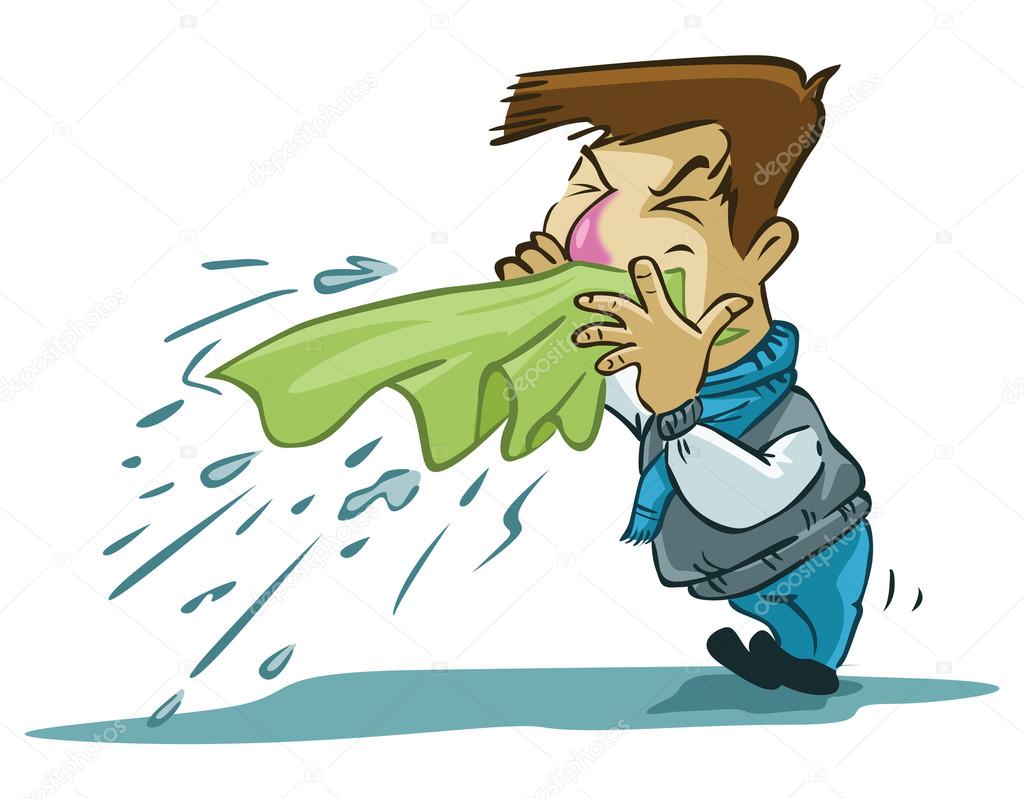 Sneezing man illustration