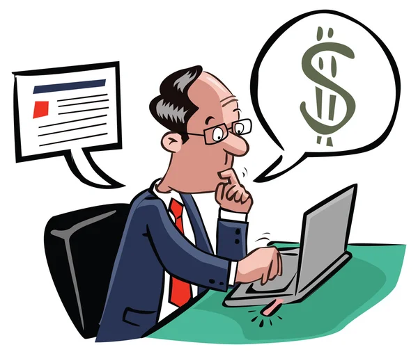 Homem de negócios em transação online — Vetor de Stock