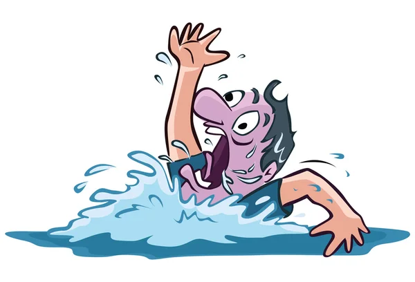 Hombre ahogado en el agua — Vector de stock