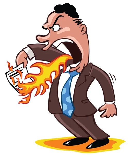 Man burning contract — Stock Vector