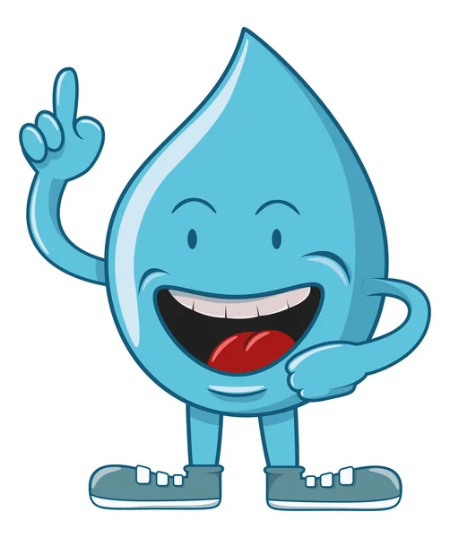Happy drop of water finger pointing — Stock Vector