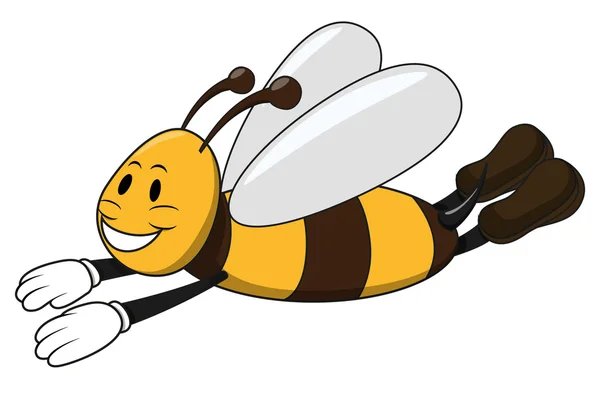 Feliz abeja voladora — Vector de stock