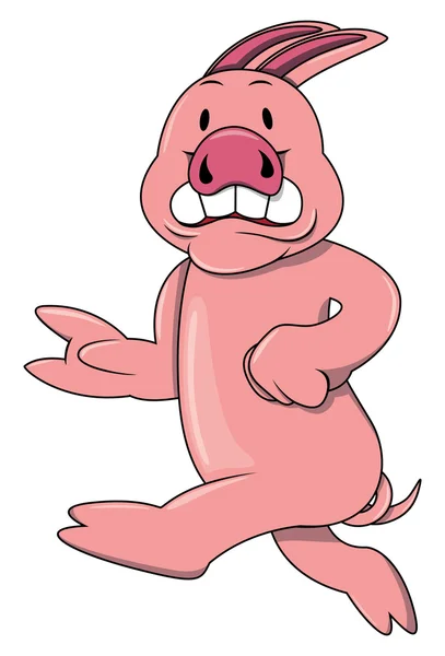 Cerdo corriendo de dibujos animados en blanco — Archivo Imágenes Vectoriales