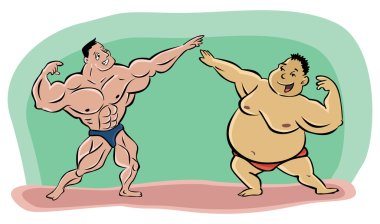 şişman ve güçlü sumo savaşçılar