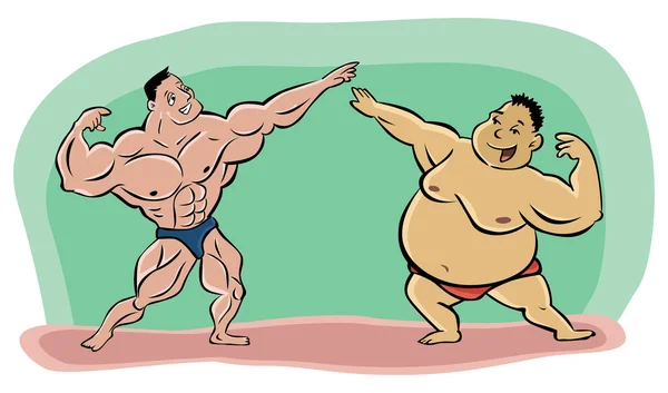 Lutadores de sumô gordo e forte — Vetor de Stock