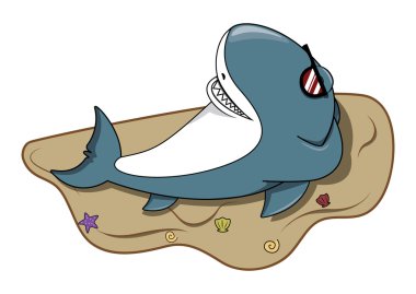 Mavi ve beyaz köpekbalığı güneş gözlüğü