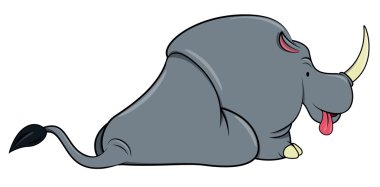 Beyaz üzerinde oturan gri gergedan