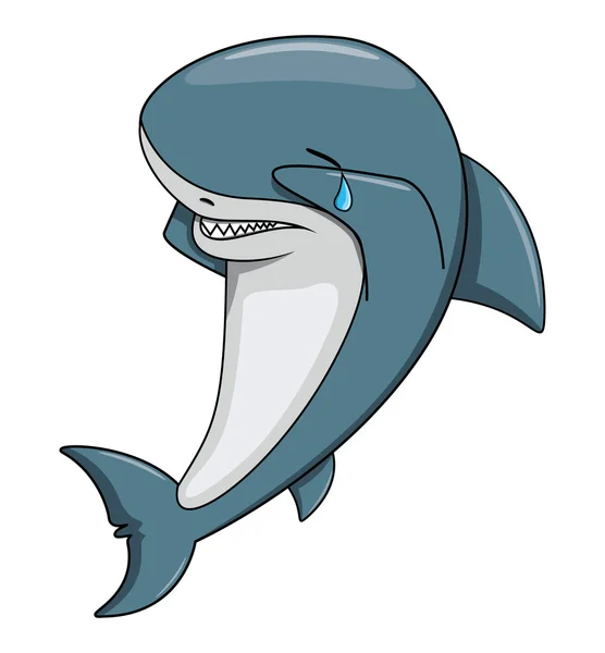 Weinender blauer und weißer Hai — Stockvektor