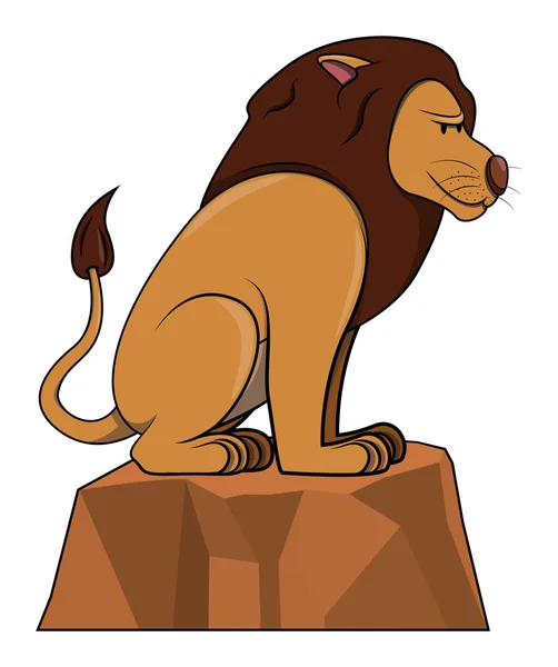 Hermoso león sentado en la roca — Vector de stock