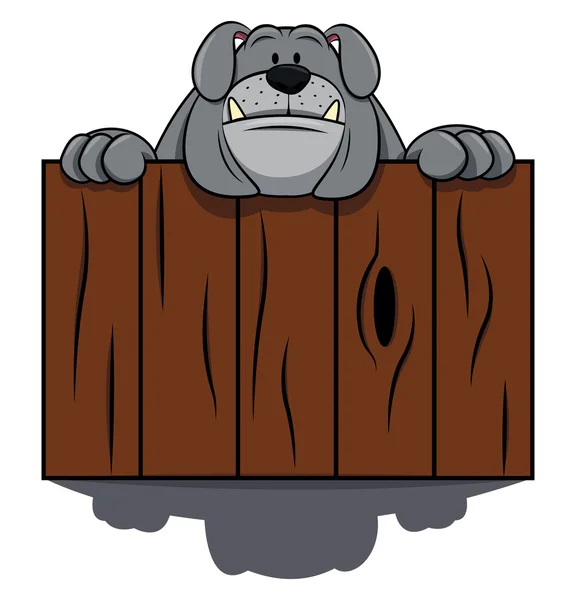 Bulldog tenant du bois sur blanc — Image vectorielle