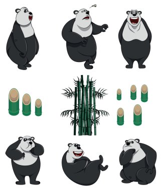 Panda collection on white