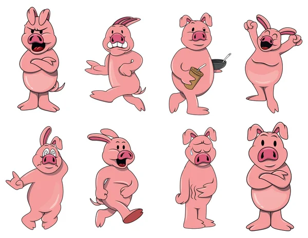 Colección PIg en blanco — Vector de stock