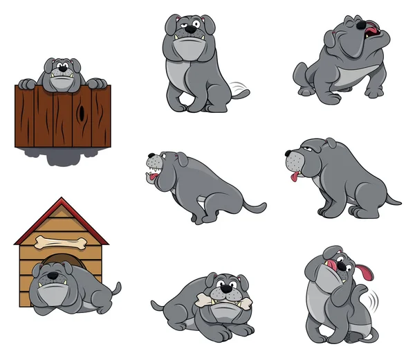 Bulldog collection on white — Stock Vector