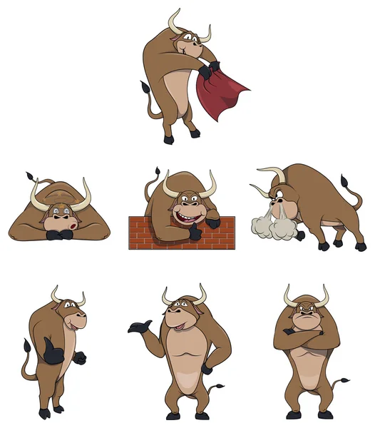 Bull collection on white