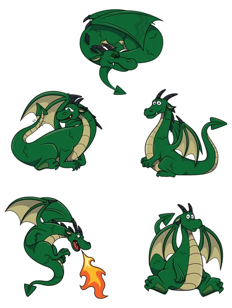 Dragon collection on white — Stock Vector