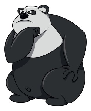 Düşünme panda karakter karikatür