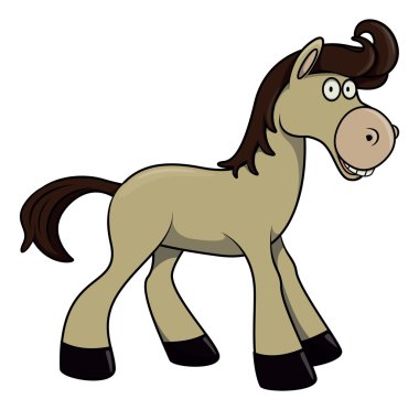 Çizgi film atı beyazın üstünde