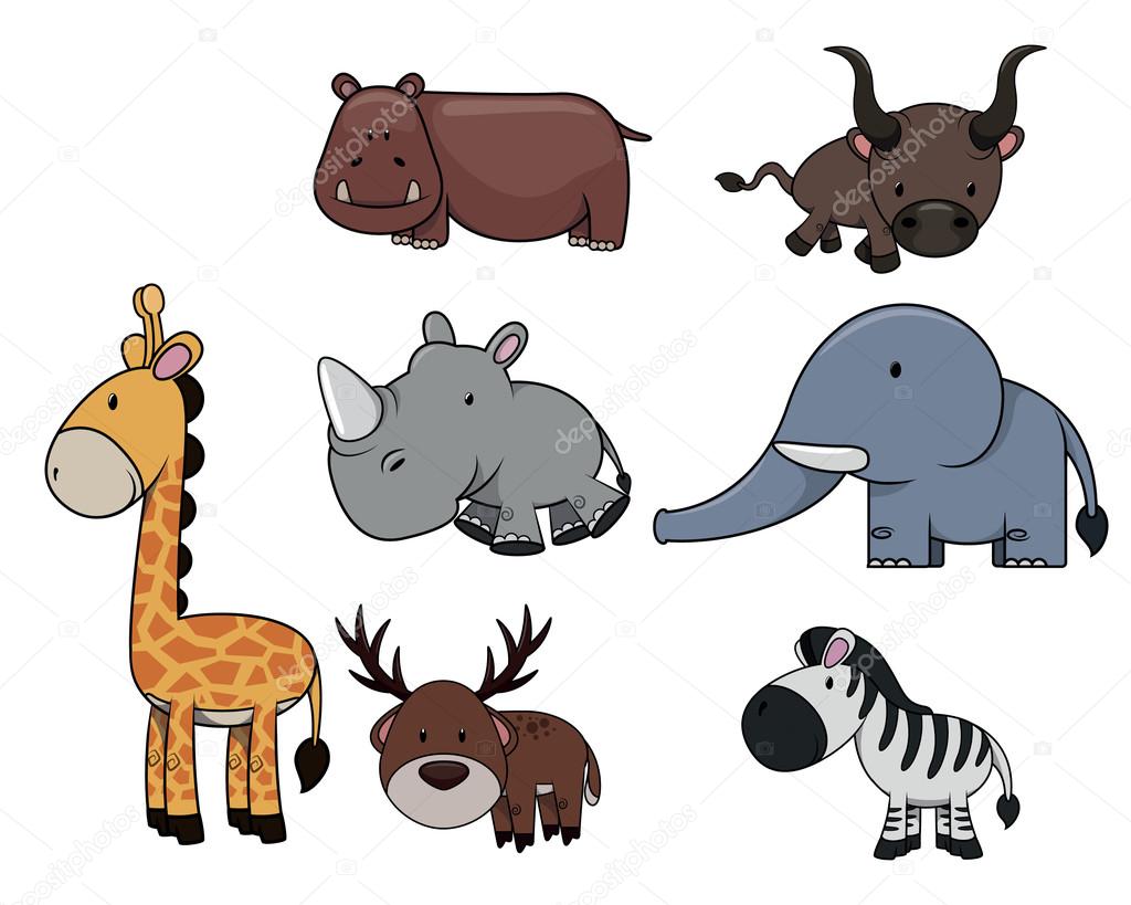 Wild animals collage on white Stock Vector Image by ©indomercy2012 #77825432