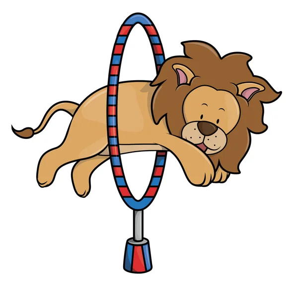 Hoppande lion i cirkus — Stock vektor