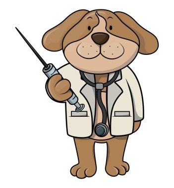 Köpek doktor çizgi film illüstrasyon