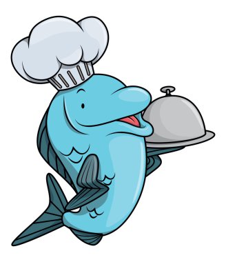 Balık restaurant için illüstrasyon karikatür