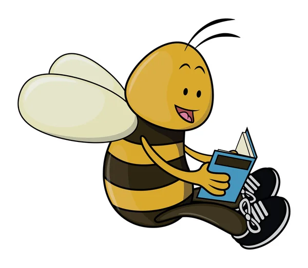 Abeja leer libro — Vector de stock