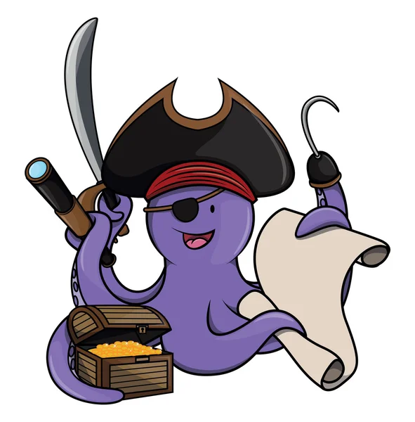 Octopus pirate — Stock Vector