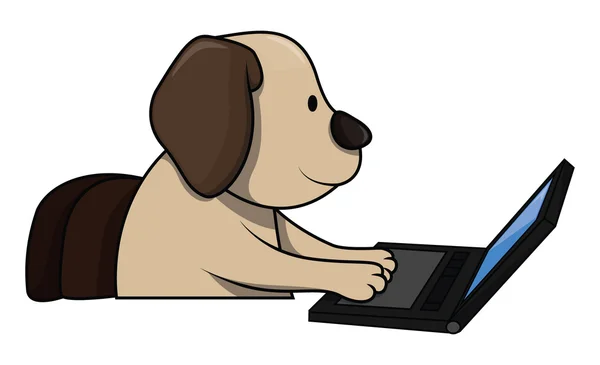 Cão usando computador — Vetor de Stock