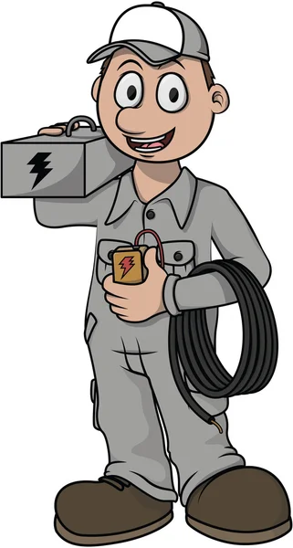 Elektriker Arbeiter Vektor Cartoon Illustration — Stockvektor