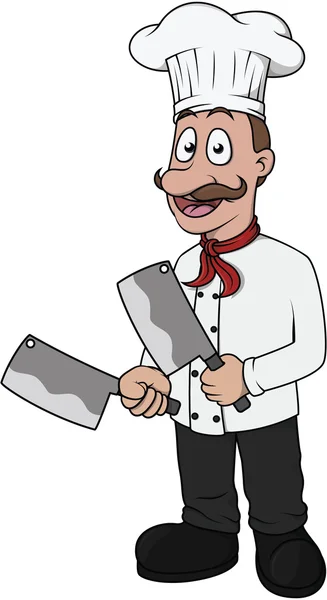 Chef-kok cute cartoon met groot mes — Stockvector