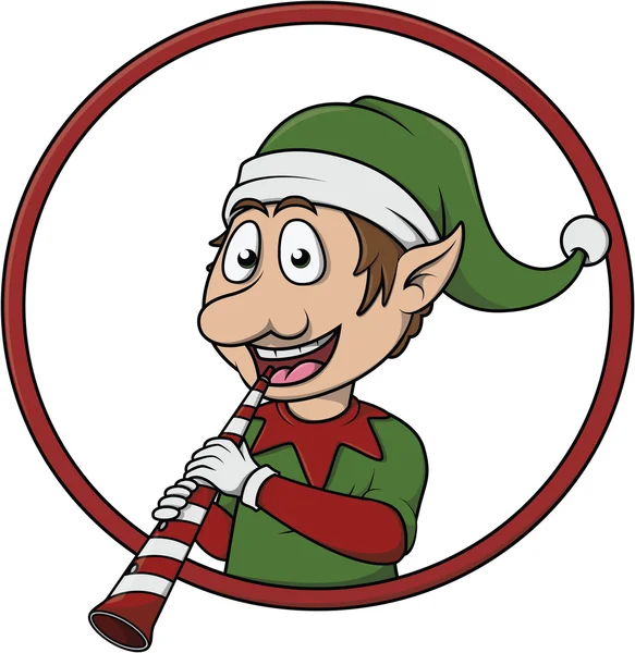 Elf with christmas trumpet — Stock Vector