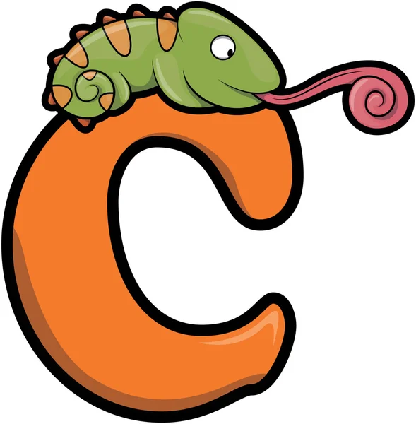 Animals chameleon and letter c — Stock Vector