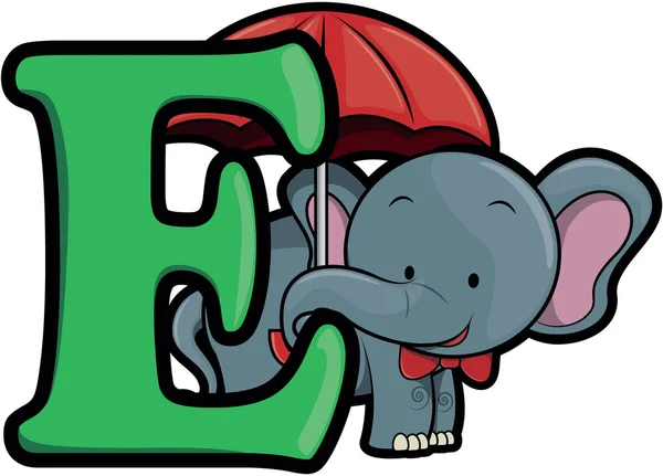 E para la ilustración del vector del elefante — Vector de stock