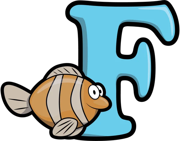 F for fish vector illustration — Stock Vector
