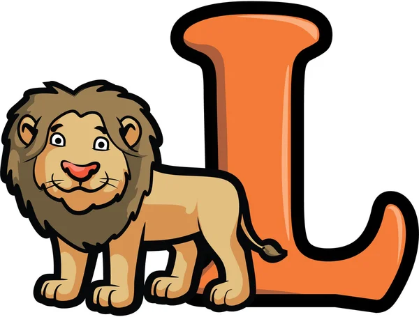 L für Löwenvektorillustration — Stockvektor