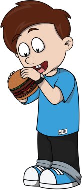 Çocuk hamburger yemek