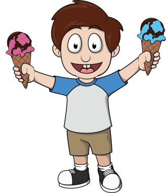 Çocuk tutan iki dondurma