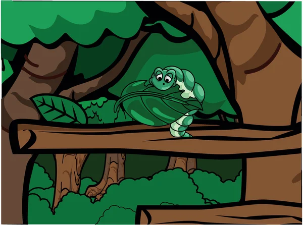 Caterpillar on the tree branch — Stockvector