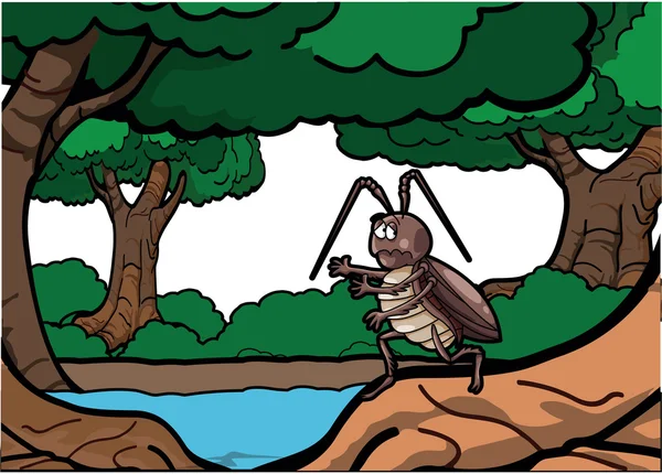 Cockroach run around forest scenery — ストックベクタ