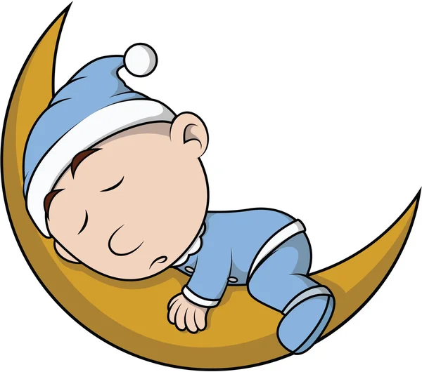 Boy sleep on moon — Stock Vector
