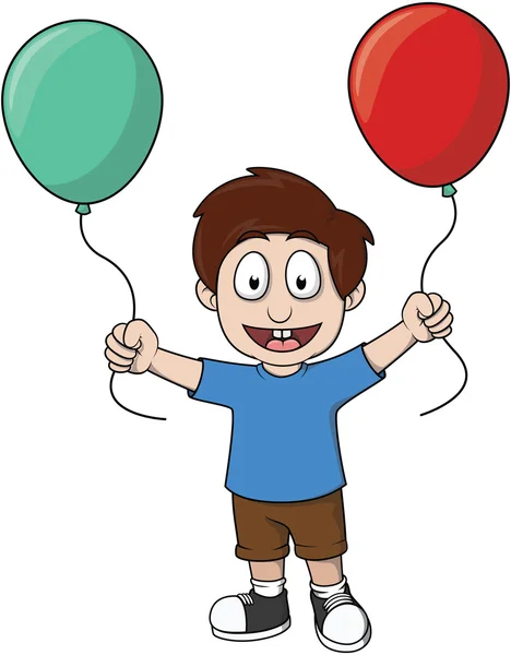 Çocuk iki ballon tutun — Stok Vektör