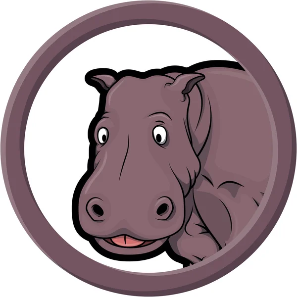 Animais círculo hipopótamo — Vetor de Stock