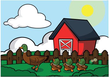 Çiftlik evi sahne ördek